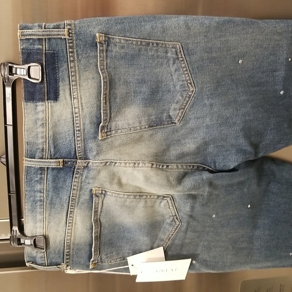 💕THE GREAT💕 The Fellow Jeans Drifter Wash with Rhinestones Button Fly 27 NWT - Picture 11 of 16